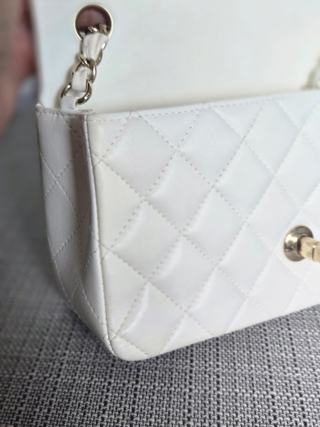 CHANEL series 23 2016 White Lambskin LGHW Mini Rectangular Flap Bag