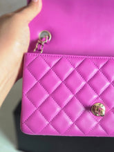 Load image into Gallery viewer, Chanel 21C 2021 Cruise Collection Purple Lambskin Champagne GHW Mini rectangular flap bag
