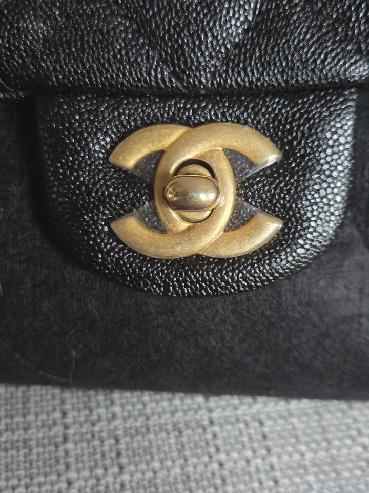 Chanel series 31 21S 2021 Collection Black Caviar Aged GHW Mini Rectangular Flap Bag with Top Handle