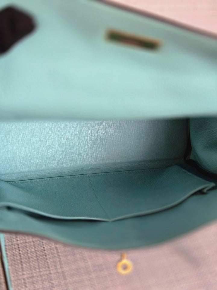 Hermes Kelly 28 in Bleu Atoll Togo Leather GHW