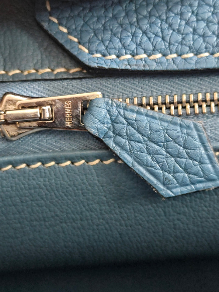 Hermes Birkin 35 Bleu Jean Togo Leather PHW Stamp J in Sq