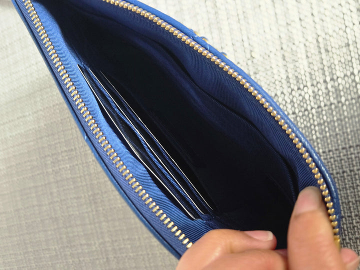 Chanel series 29 Blue goatskin GHW Small O Case/Pouch 8 inches