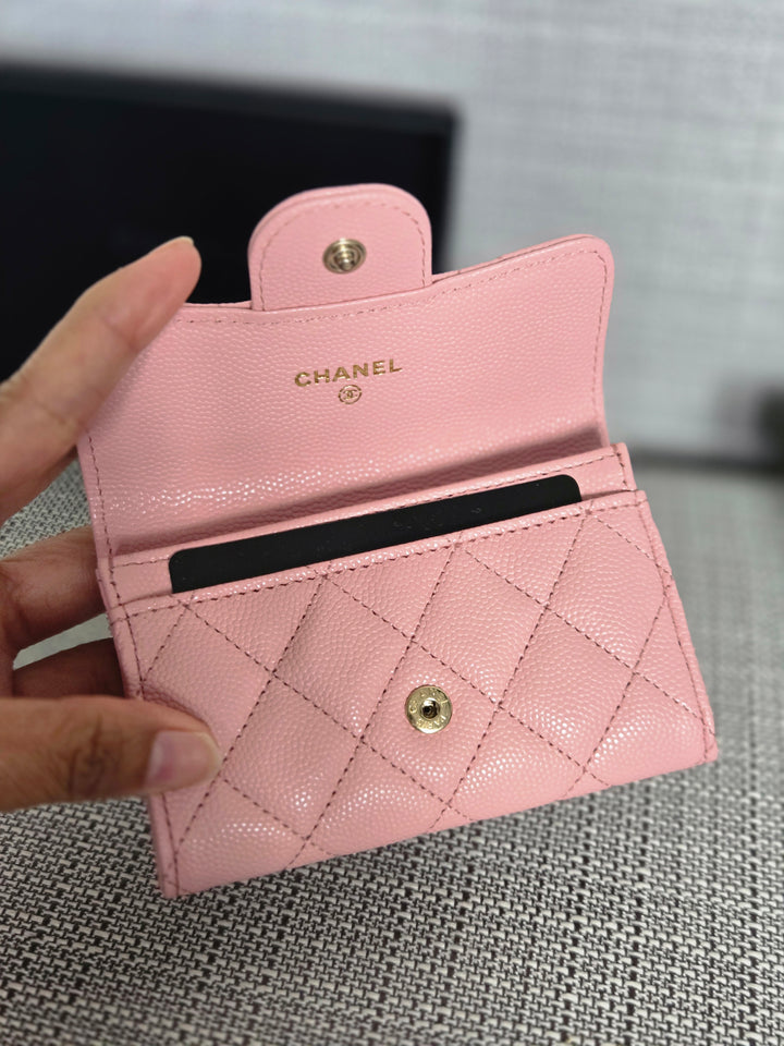 Chanel series 31 2021/2022 22C Pink Caviar LGHW Flap card holder