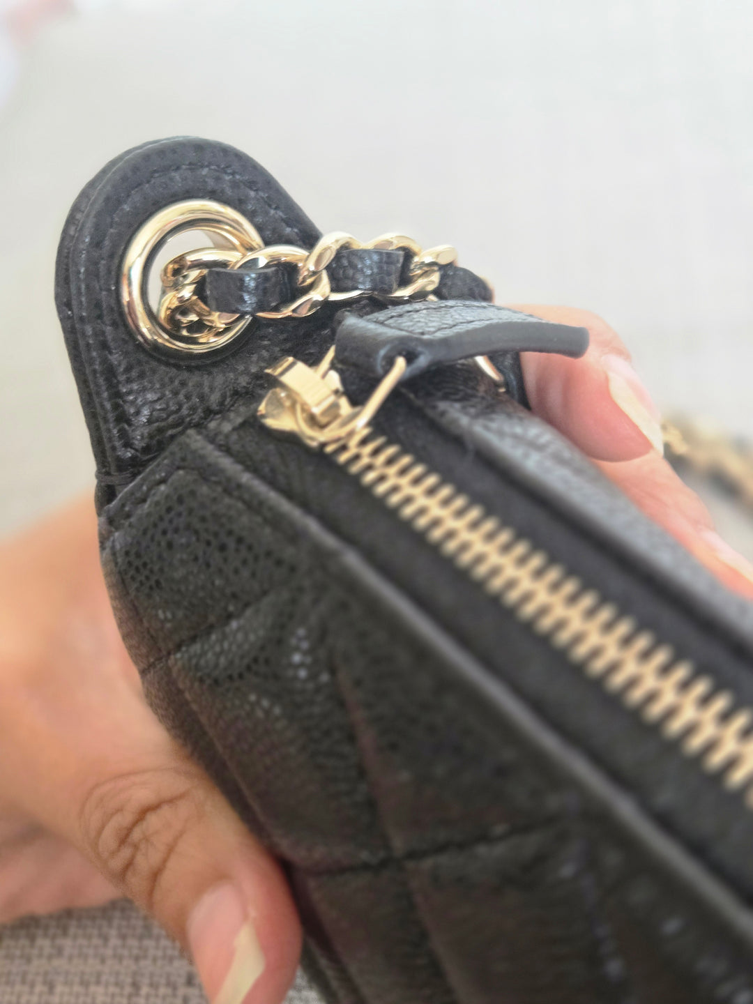 CHANEL new style Clutch/Wallet on Chain WOC in Black caviar LGHW and Burgundy lining 2025