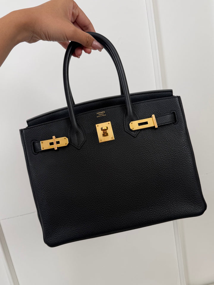 Hermes Noir/Black Togo Leather RGHW Rose gold hardware Birkin 30 Stamp Z 2021