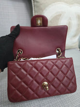 Load image into Gallery viewer, Chanel 23S 2023 Spring/Summer Collection Burgundy Lambskin Classic Mini Rectangular Flap Bag with Champagne GHW
