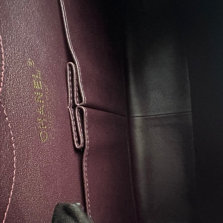 CHANEL series 16 Burgundy Lambskin LGHW Jumbo Timeless Classic Double Flap Bag 2012