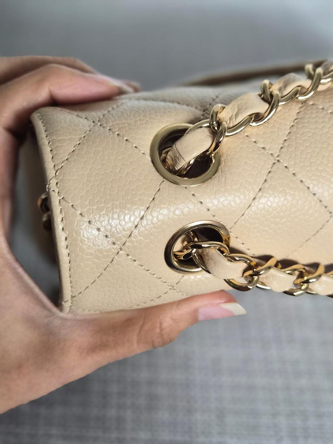 CHANEL series 15 2011/2012 Beige Clair Caviar GHW Medium ML Timeless Classic Double Flap Bag