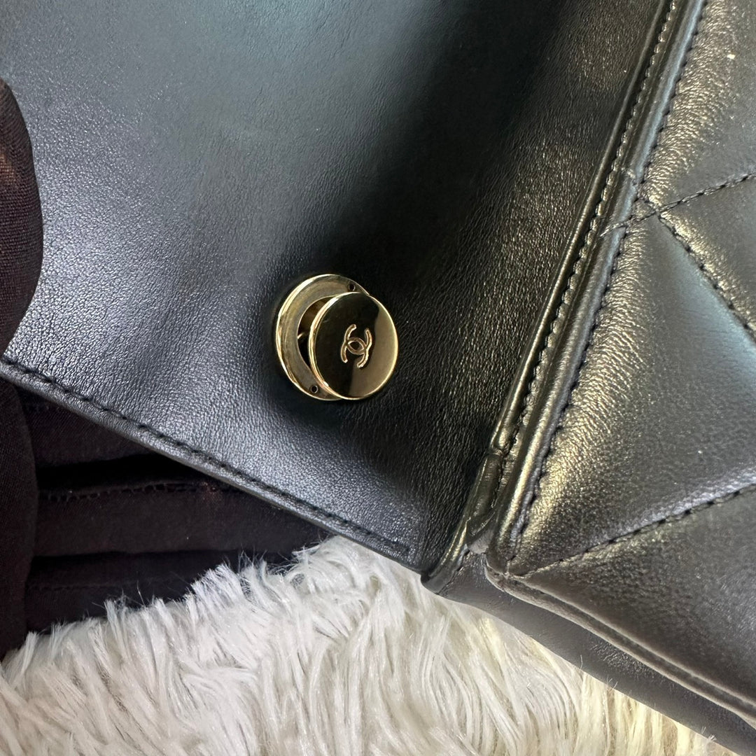 CHANEL Black Lambskin Trendy CC Flap Bag size SMALL with Non detachable Shoulder strap and LGHW 2023