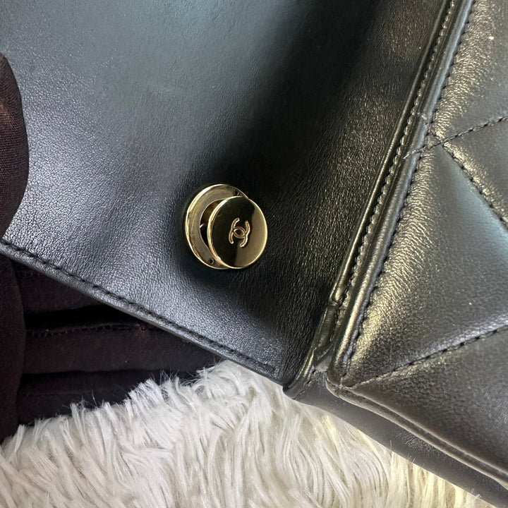 CHANEL Black Lambskin Trendy CC Flap Bag size SMALL with Non detachable Shoulder strap and LGHW 2023