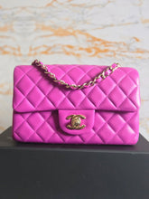 Load image into Gallery viewer, Chanel 21C 2021 Cruise Collection Purple Lambskin Champagne GHW Mini rectangular flap bag
