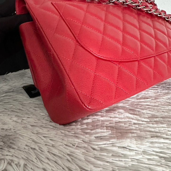 CHANEL series 19 14C Red Caviar SHW Jumbo Timeless Classic Double Flap Bag 2014