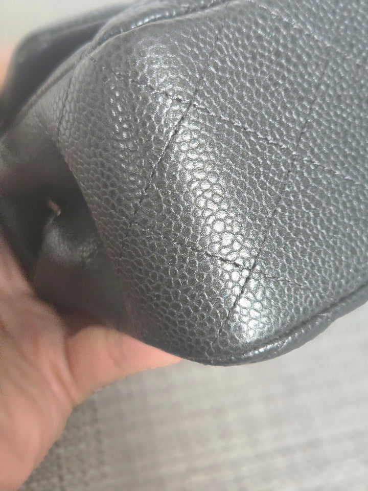 Chanel series 25 2018 Summer/Spring 18S Collection Pearly Dark Grey Caviar LGHW Mini Rectangular Flap Bag
