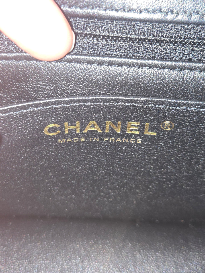 Chanel 24S collection Navy Multi color Jersey Mini Rectangular Flap Bag with Champagne GHW