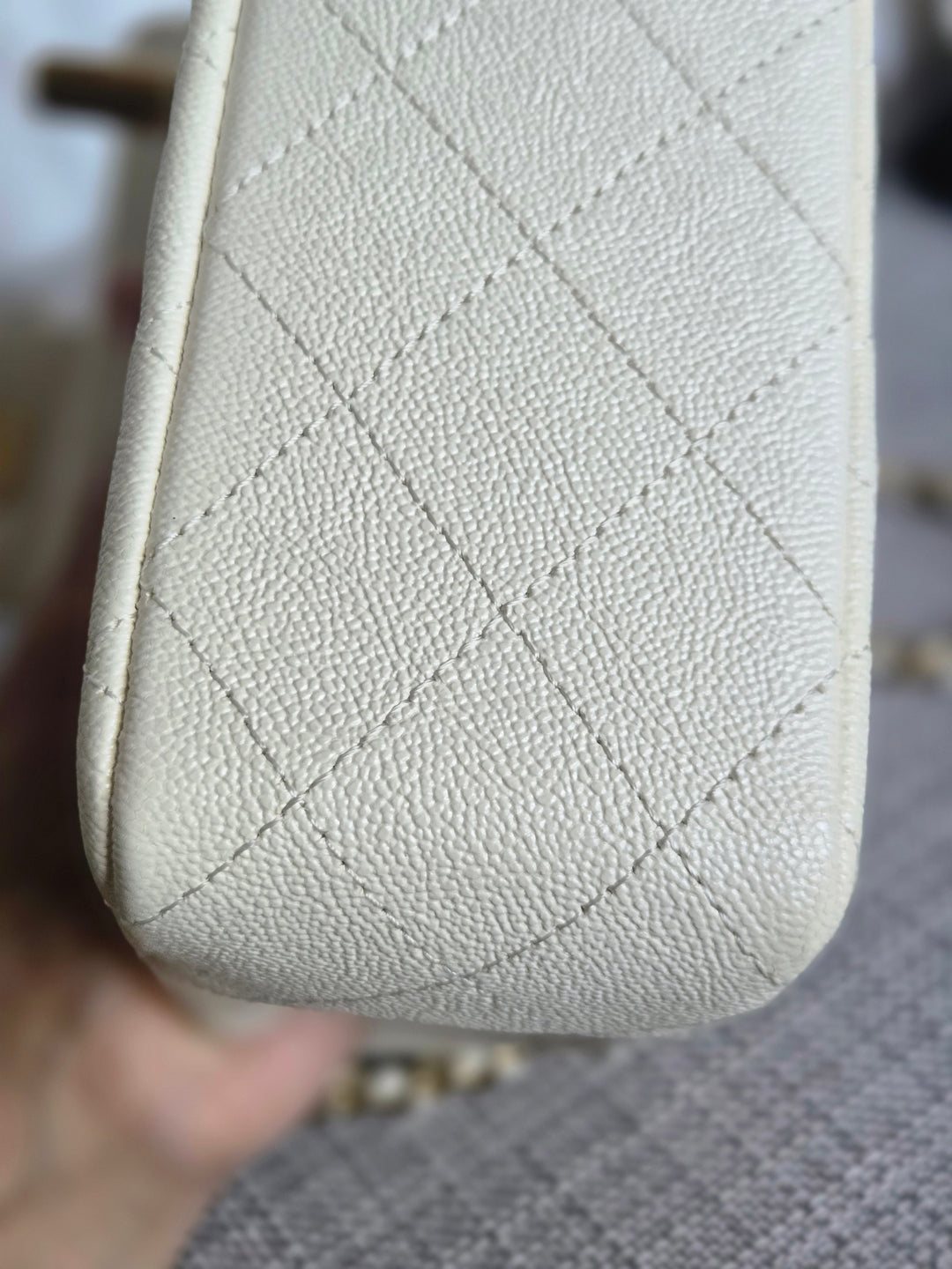 CHANEL 21S Series 31 White Caviar Aged GHW Top Handle Mini Rectangular Flap Bag