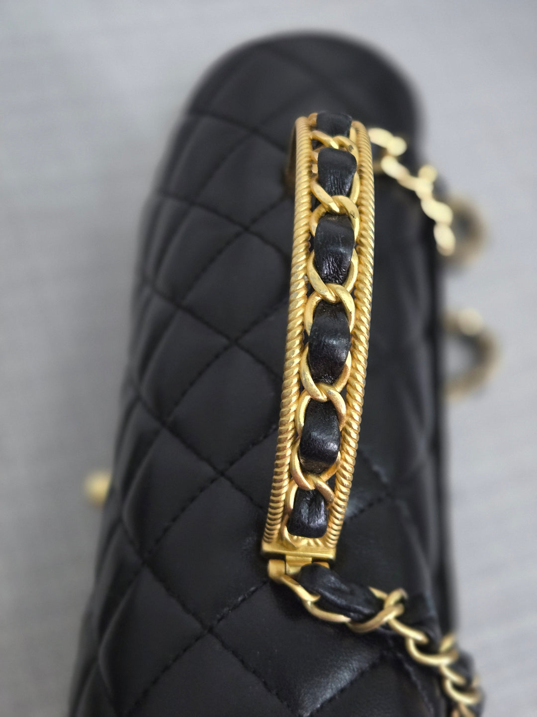 Chanel Black Lambskin Mini Rectangular Flap Bag with Top Handle GHW