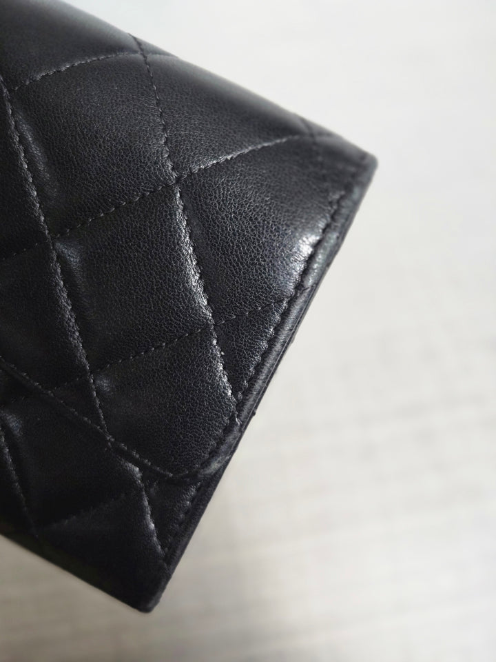 Chanel series 24 Black Lambskin SHW Full size Sarah Wallet