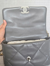 Load image into Gallery viewer, Chanel 19 size Small From 2022 in Dark grey Lambskin Mixed GHW with Silver colourway Flap Bag with Top Handle
