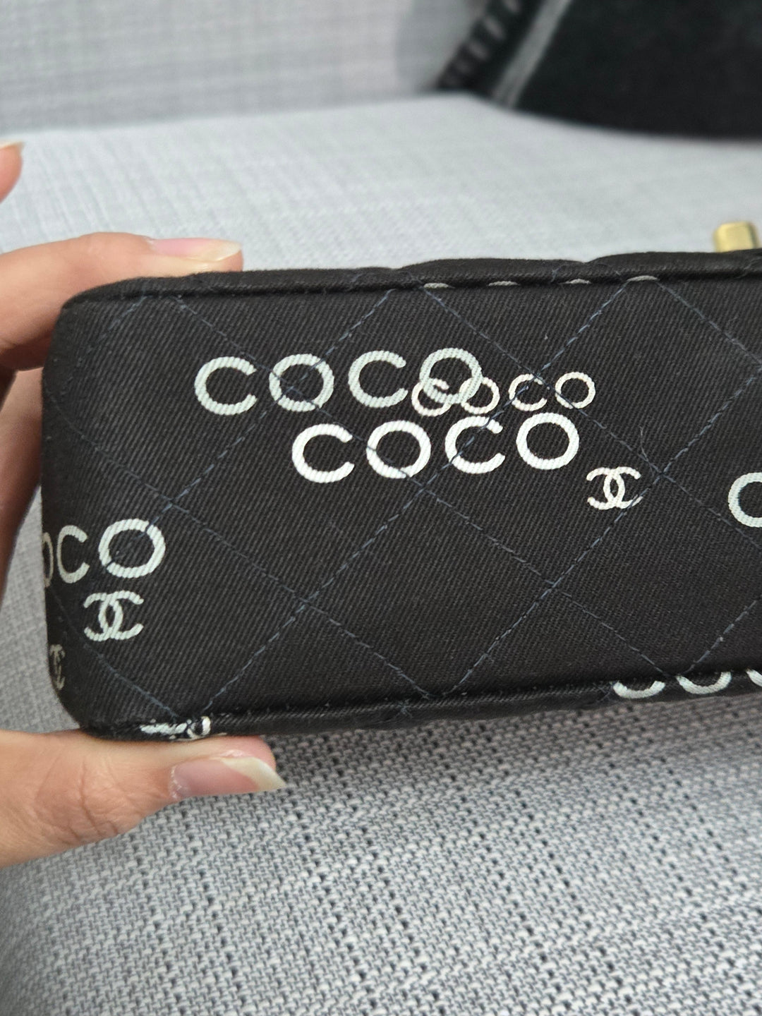 Chanel series 7 2002/2003 Black Canvas Quilted “COCO” Medium Classic Flap Light Gold Hardware
