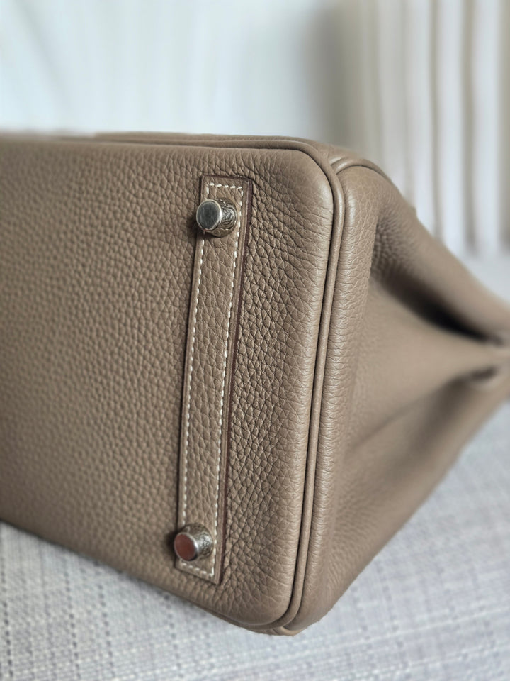 Hermes Etoupe Taupe Togo Leather PHW Birkin 30 Stamp C 2018