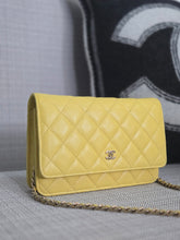 Load image into Gallery viewer, Chanel series 30 2020 Yellow Caviar LGHW Classic Wallet on chain (WOC)
