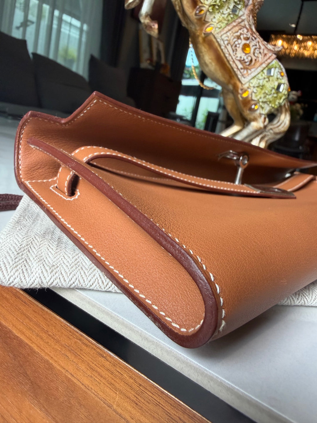 Hermès Kelly Cut Gold Swift Leather PHW Stamp R 2014