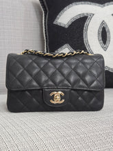 Load image into Gallery viewer, Chanel 17C series 23 Black caviar Champagne GHW Classic Mini Rectangular Flap Bag with Edge Stitching
