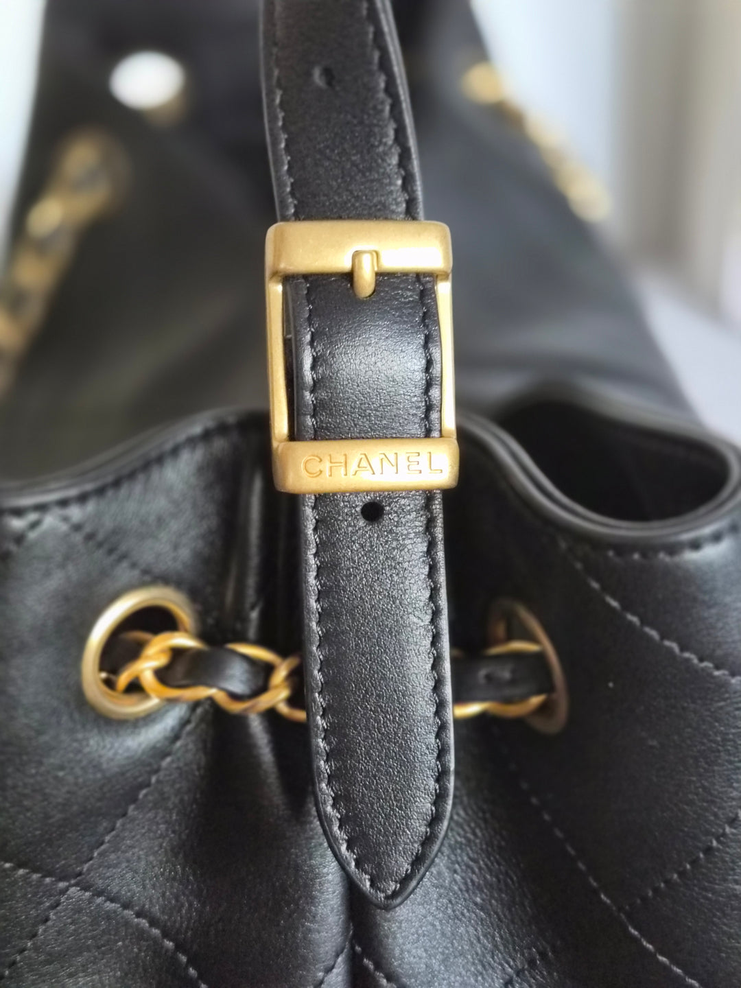 CHANEL 25A collection 2025 Black All Leather Calf skin Hobo Bag size Small