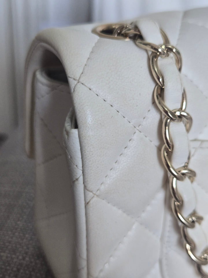 CHANEL series 23 2016 White Lambskin LGHW Mini Rectangular Flap Bag