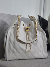 Load image into Gallery viewer, Chanel 25 White Caviar Aged GHW Hobo Bag size Medium with Detachable Pouch
