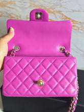 Load image into Gallery viewer, Chanel 21C 2021 Cruise Collection Purple Lambskin Champagne GHW Mini rectangular flap bag
