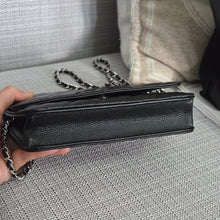 Load image into Gallery viewer, Chanel Black Caviar Classic Wallet on chain (WOC) with silver hardware
