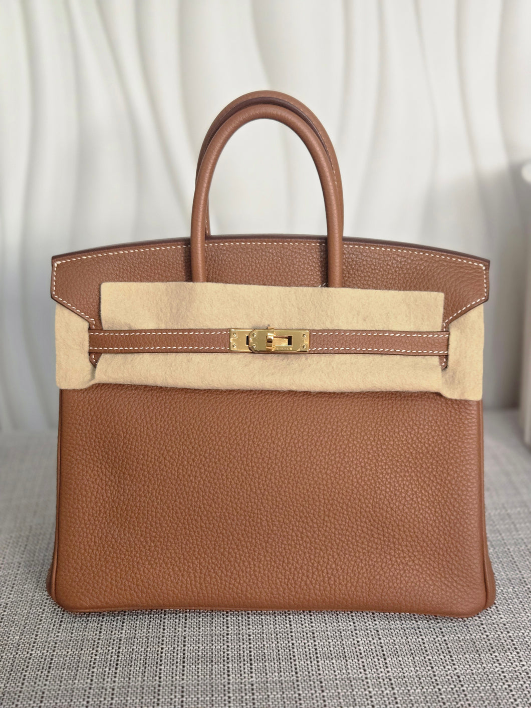HERMES Birkin 25 Gold Togo Leather GHW Stamp X 2016