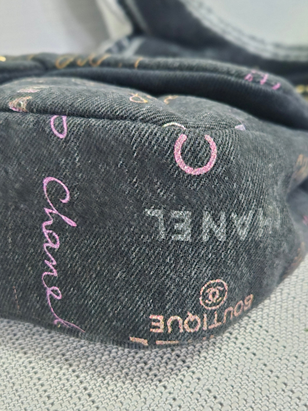 Chanel 22P collection Black Denim Mood Flap Bag with Aged GHW size Medium (25 cms)