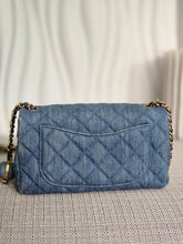 Load image into Gallery viewer, CHANEL 23C 2022/2023 Cruise collection Denim Pearl Crush Adjustable Chain Mini Rectangular Flap Bag with Aged GHW

