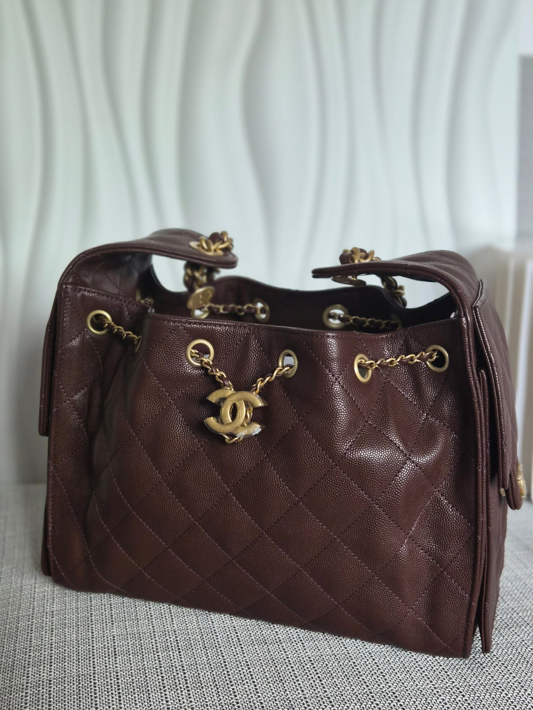 CHANEL 25K Collection Brown Caviar Aged GHW 25 Hobo Bag size SMALL