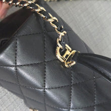 Load image into Gallery viewer, Chanel Black Lambskin Top Handle Mini Rectangular Flap Bag with Champagne GHW
