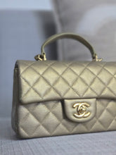 Load image into Gallery viewer, Chanel series 31 21S Gold Caviar GHW Mini Rectangular Top Handle Flap Bag
