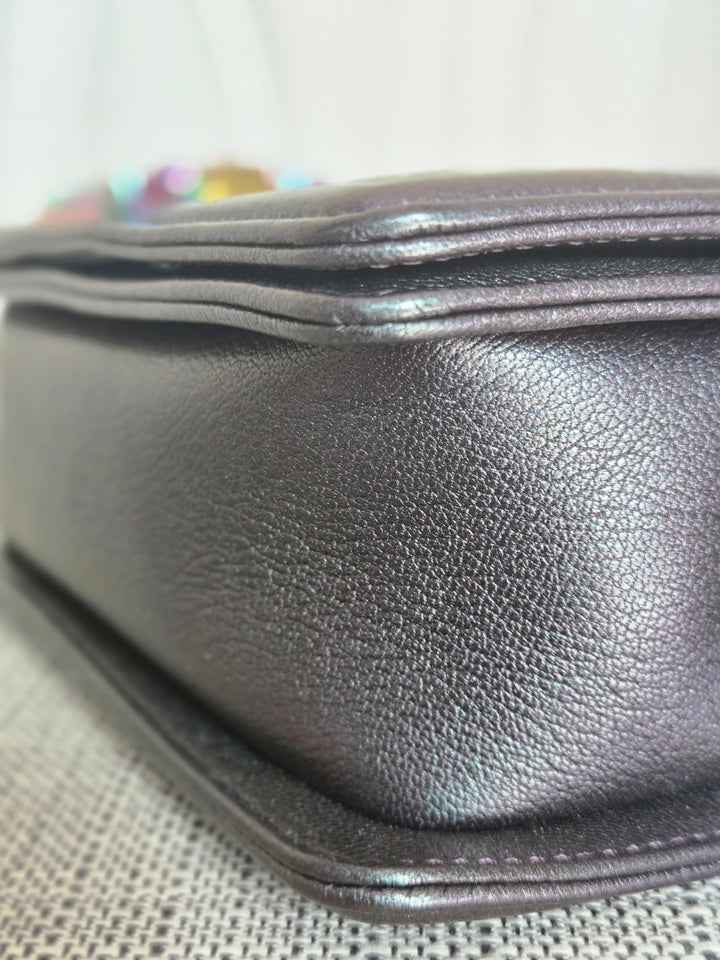 CHANEL series 21 16C Collection Iridescent Purple Calf skin Mermaid rainbow hardware SMALL Le Boy Flap Bag