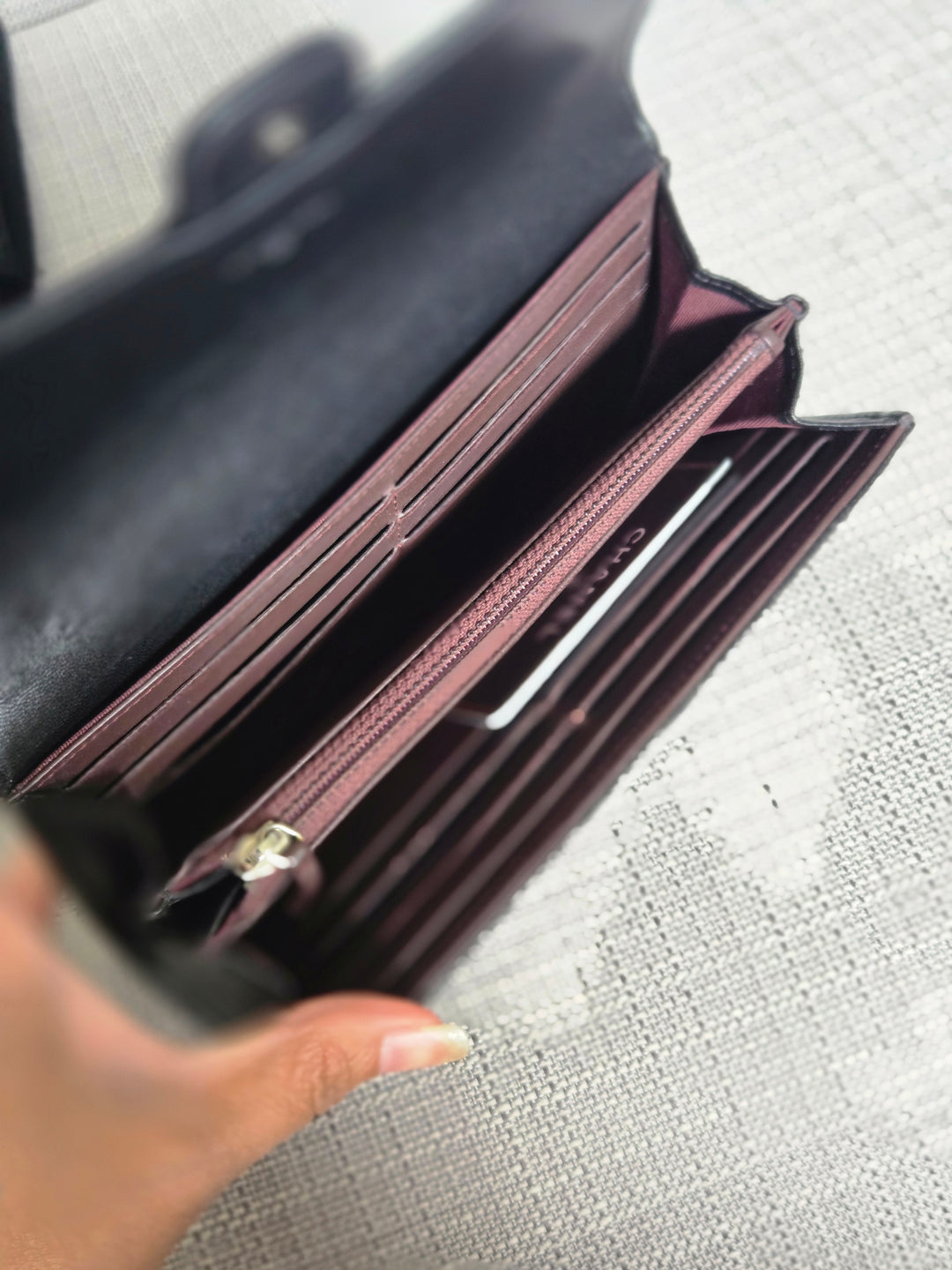 Chanel series 24 Black Lambskin SHW Full size Sarah Wallet