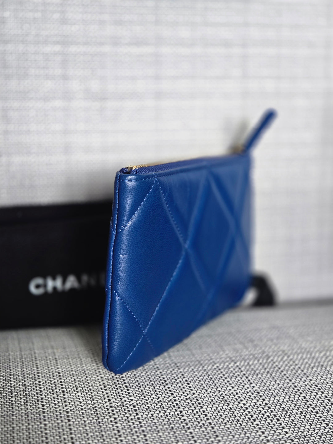 Chanel series 29 Blue goatskin GHW Small O Case/Pouch 8 inches