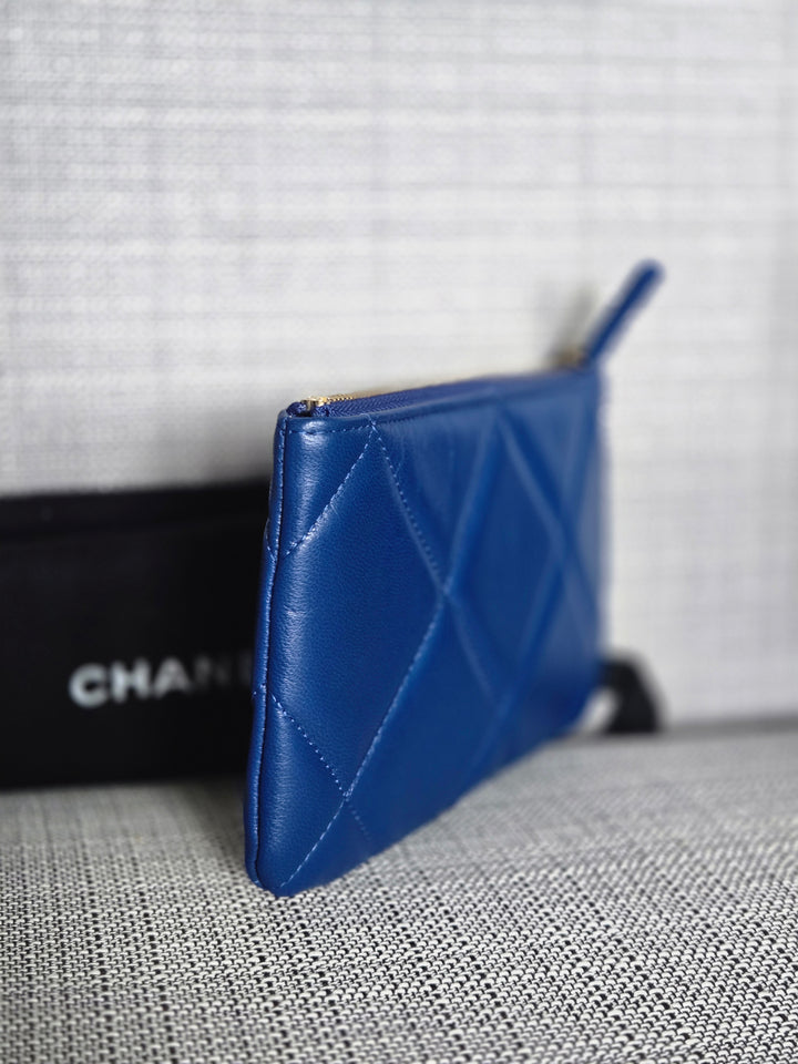 Chanel series 29 Blue goatskin GHW Small O Case/Pouch 8 inches