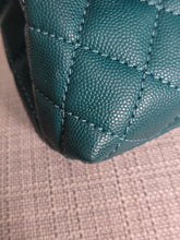 Load image into Gallery viewer, CHANEL series 27 2018 Teal caviar aged GHW SMALL coco handle flap bag with detachable strap
