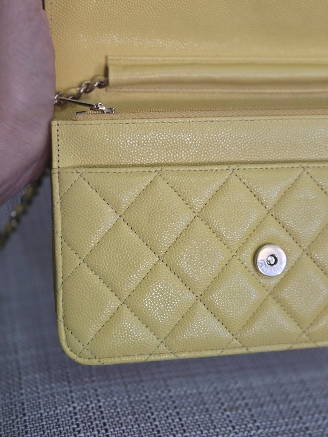 Chanel series 30 2020 Yellow Caviar LGHW Classic Wallet on chain (WOC)