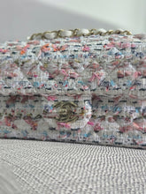 Load image into Gallery viewer, Chanel 23C 2022/2023 Cruise Collection Tweed Quilted Mini Rectangular Flap Bag in Ecru, Pink, Blue, and Green with Champagne GHW
