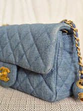 Load image into Gallery viewer, CHANEL 23C 2022/2023 Cruise collection Denim Pearl Crush Adjustable Chain Mini Rectangular Flap Bag with Aged GHW
