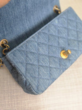 Load image into Gallery viewer, CHANEL 23C 2022/2023 Cruise collection Denim Pearl Crush Adjustable Chain Mini Rectangular Flap Bag with Aged GHW
