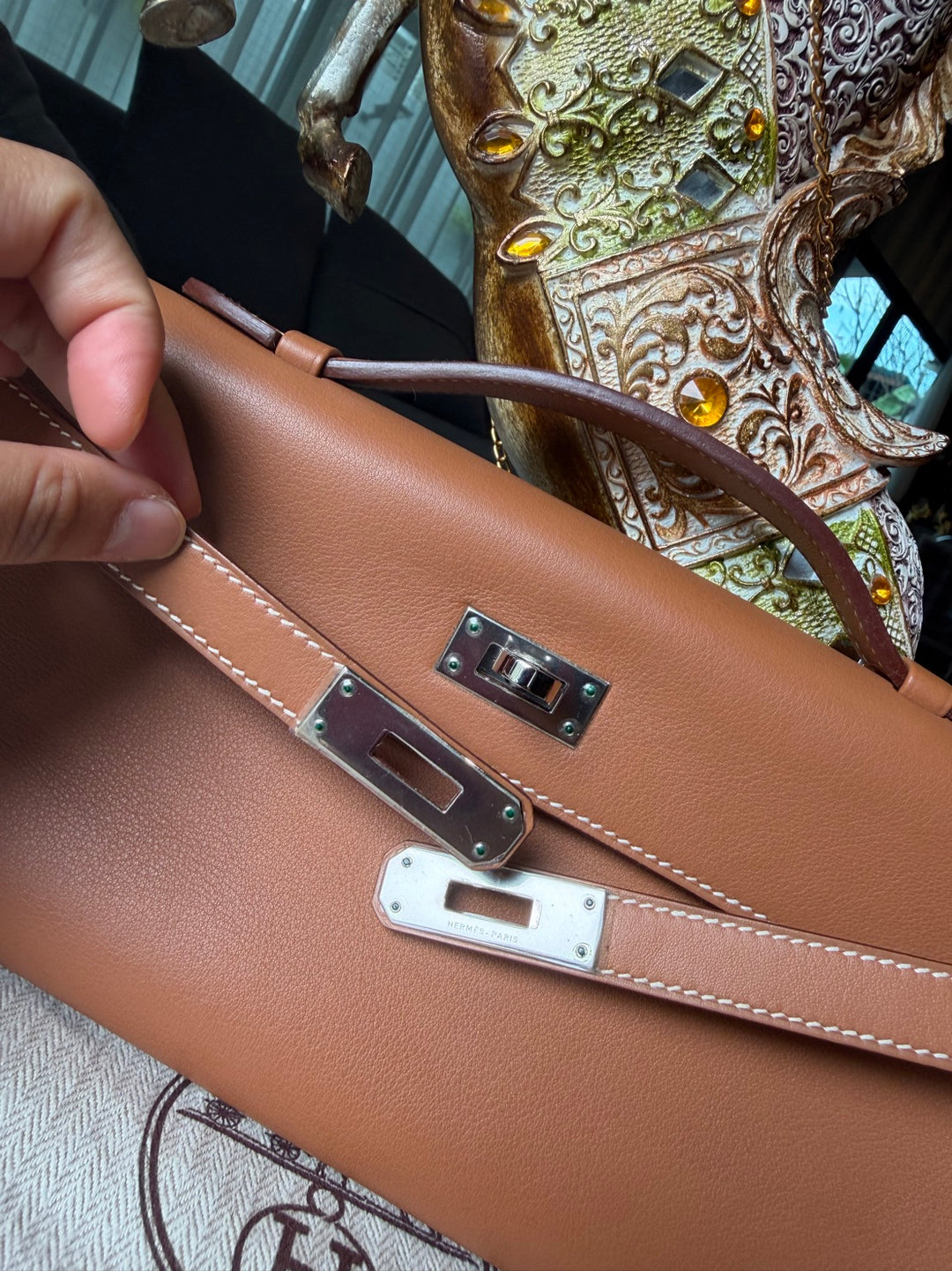 Hermès Kelly Cut Gold Swift Leather PHW Stamp R 2014