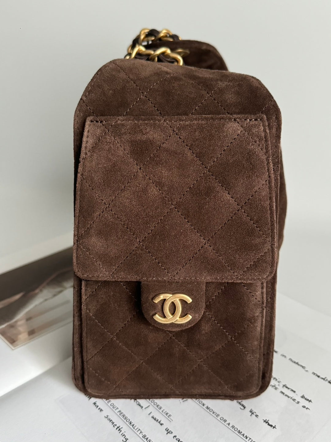 CHANEL 26C 2025/2026 Brown Suede Leather Aged GHW 25 Hobo Bag size Small