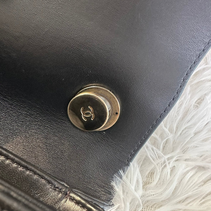 CHANEL Black Lambskin Trendy CC Flap Bag size SMALL with Non detachable Shoulder strap and LGHW 2023